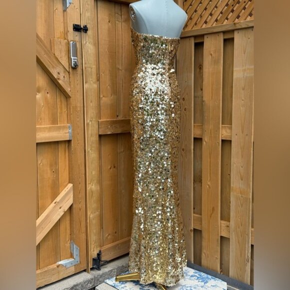 🆕 BRONX & BANCO 🧿 NWOT Farah Strapless Sequins Gown, Gold, Sz XS US 2 - Picture 8 of 14